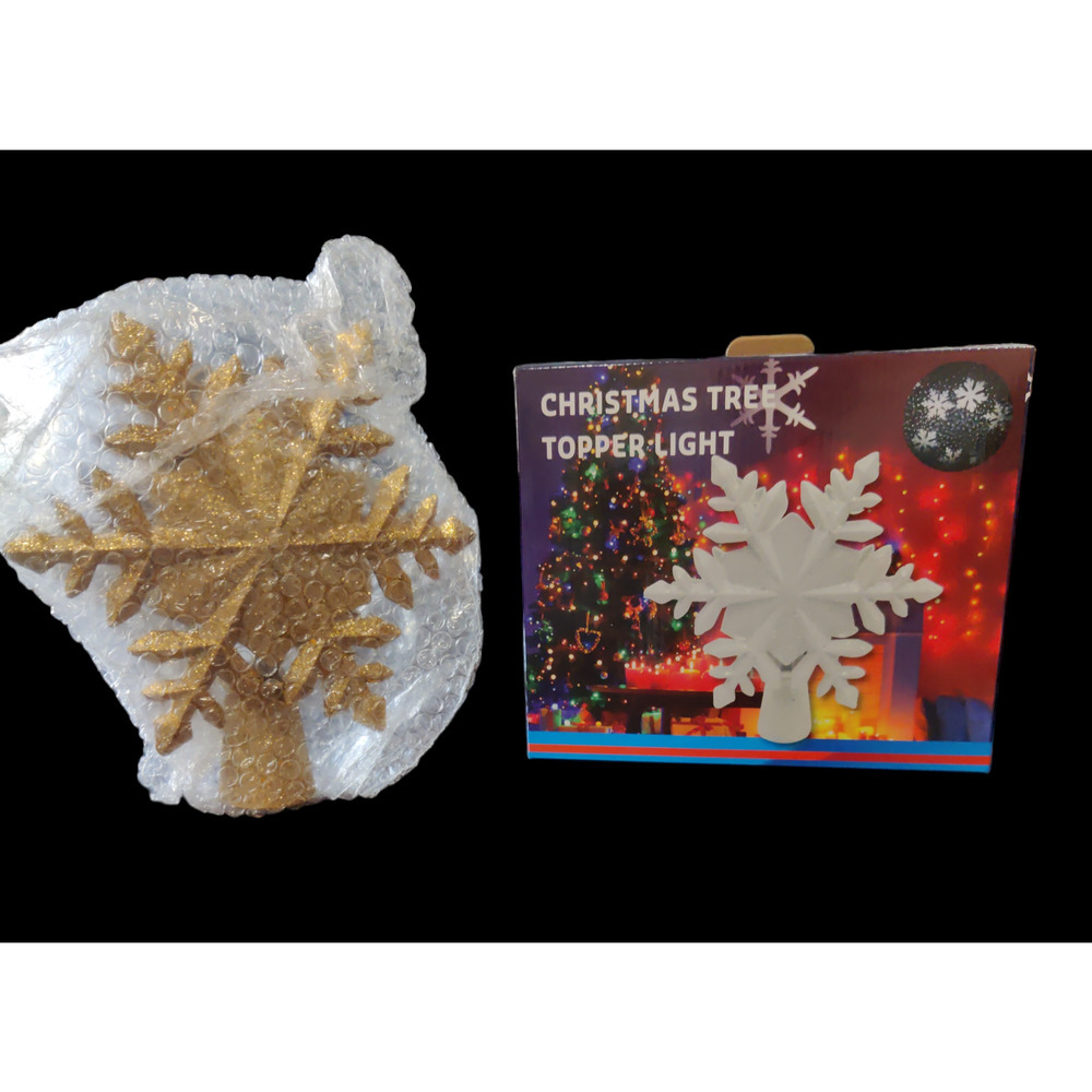 Gold Color Lighted Christmas Tree Topper New in Box